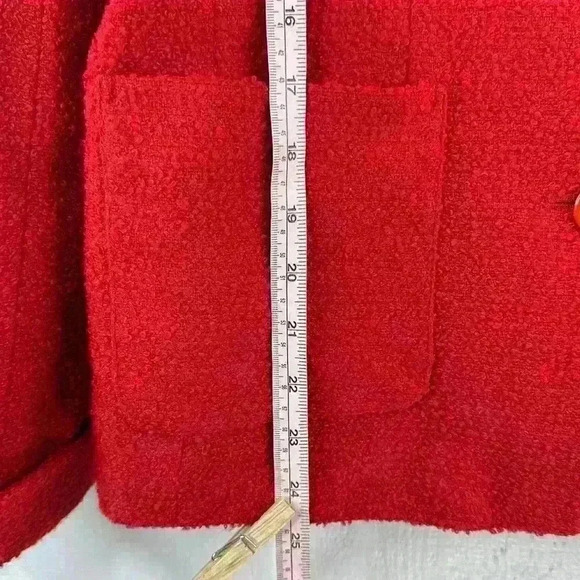 Jillian Jones Women’s Size 6 Red Boucle 3 Button 1-pocket Single Breasted Blazer - Picture 9 of 10